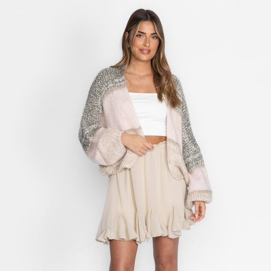 Rita — Cárdigan de rayas beige