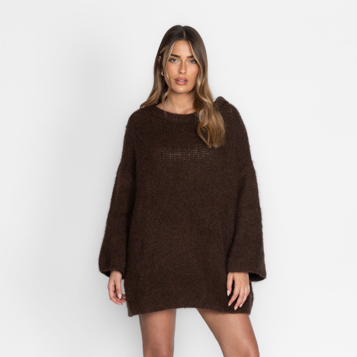 Mía — Vestido jersey ultra suave con hombros descubiertos