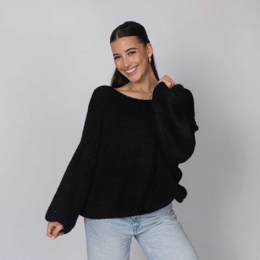Nayara — Jersey casual con hombros descubiertos