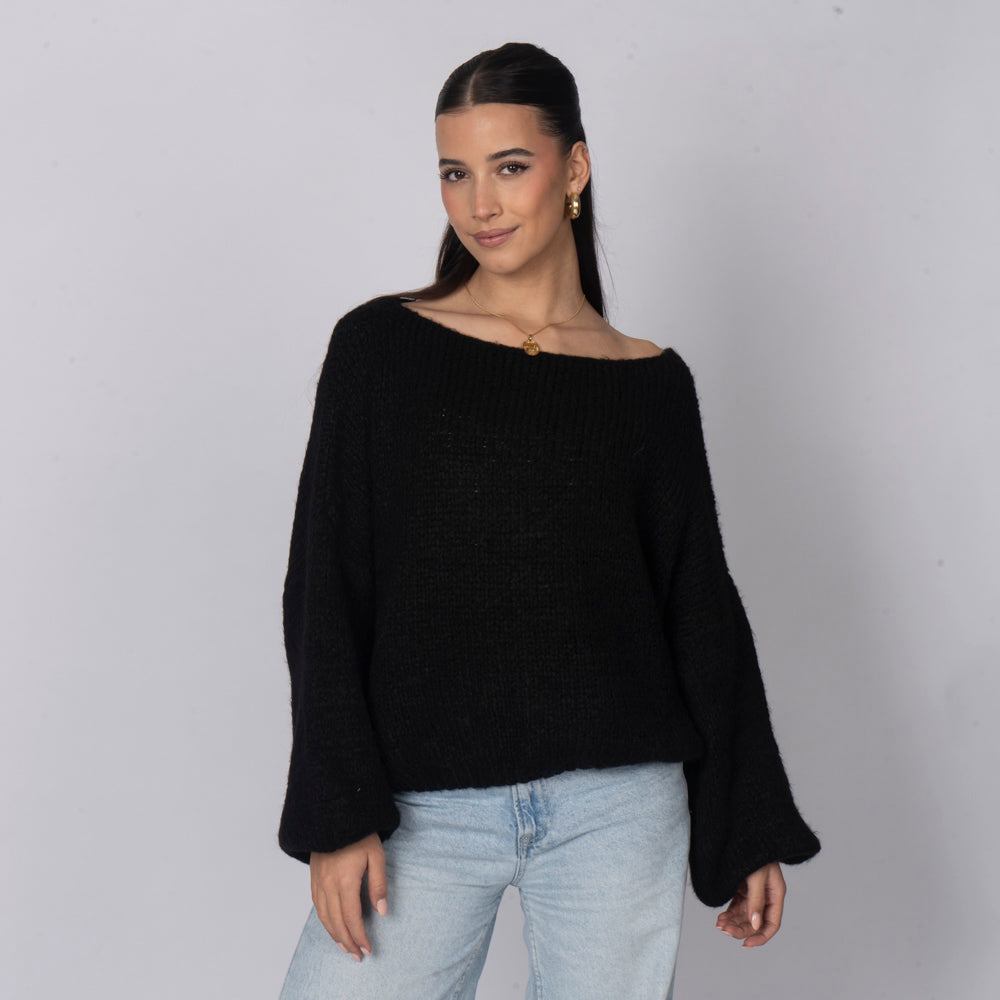Nayara — Jersey casual con hombros descubiertos