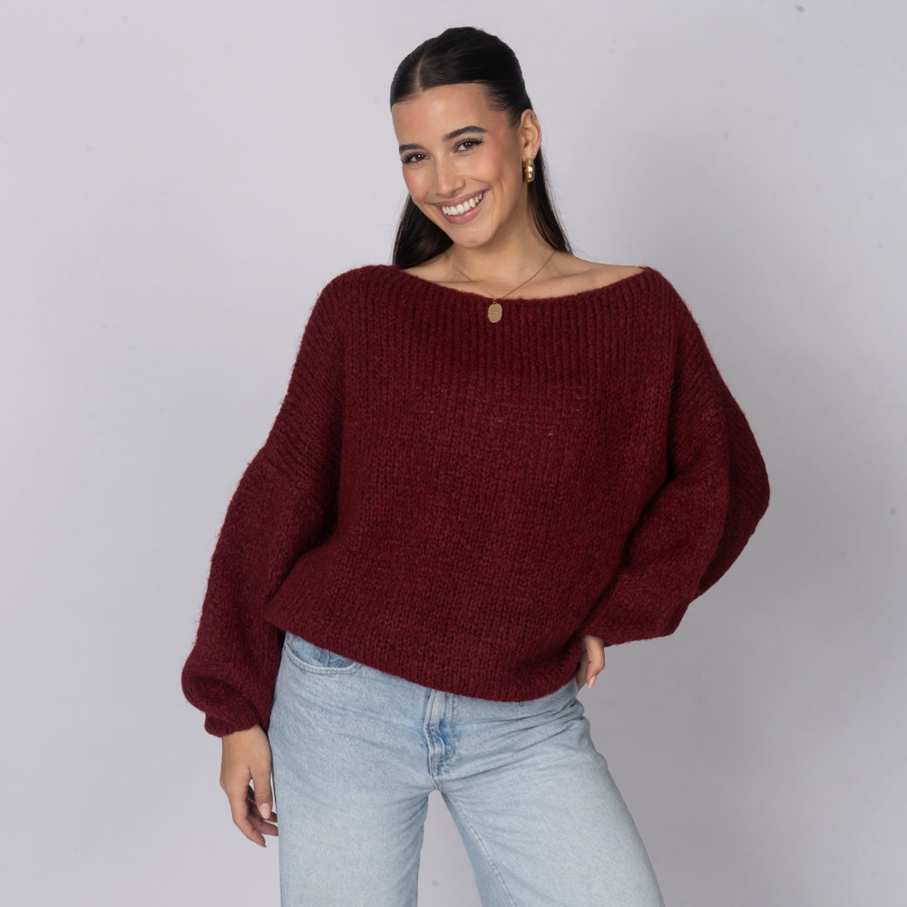 Nayara — Jersey casual con hombros descubiertos