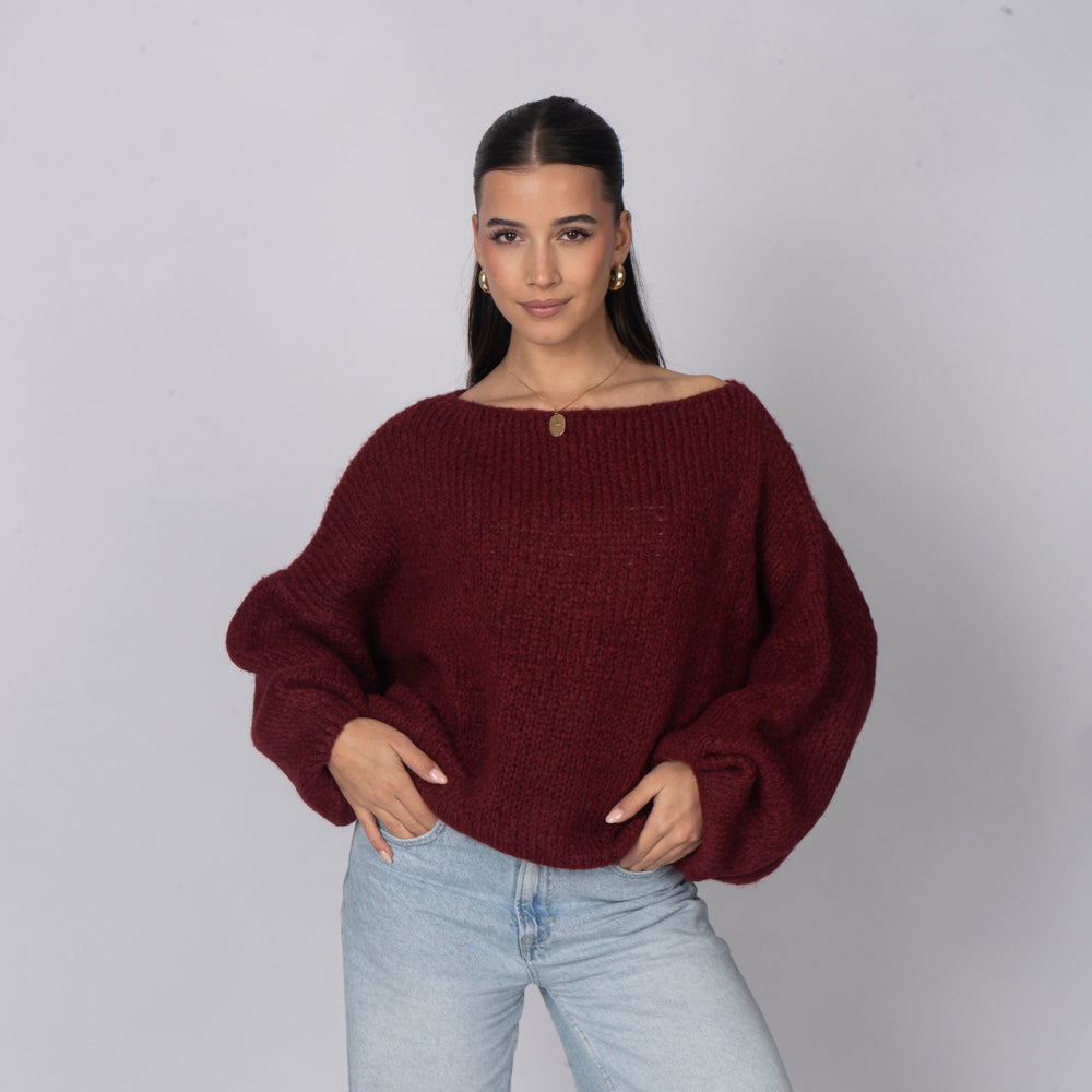 Nayara — Jersey casual con hombros descubiertos