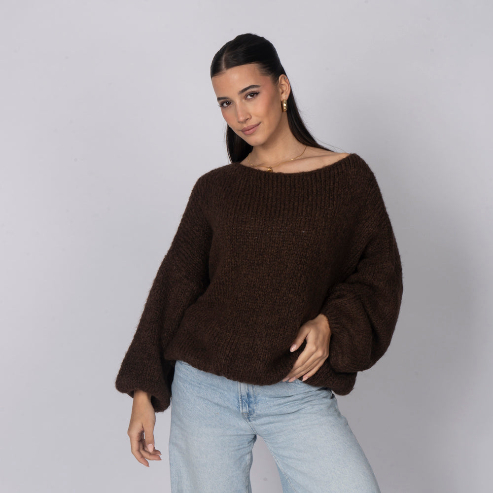 Nayara — Jersey casual con hombros descubiertos