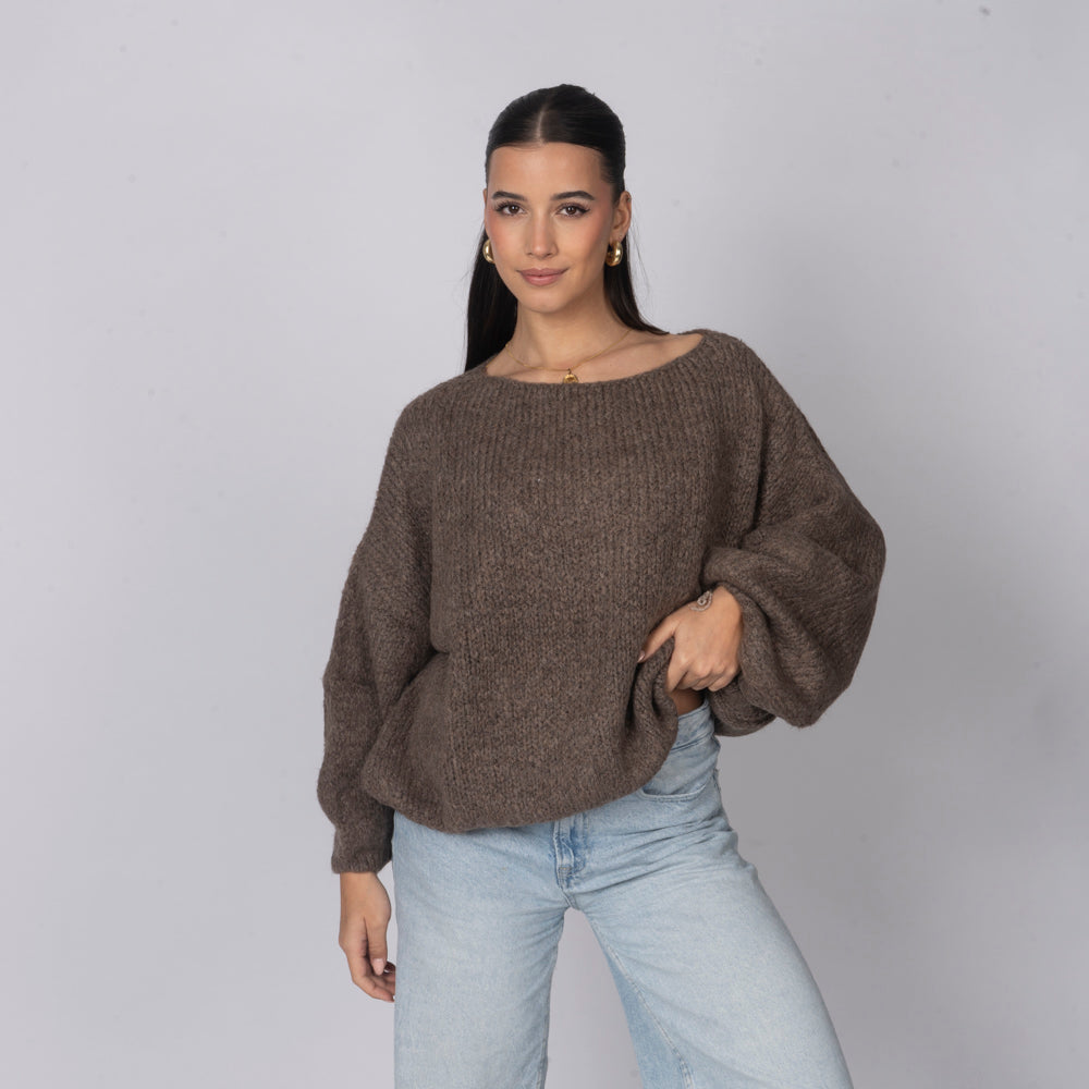 Nayara — Jersey casual con hombros descubiertos