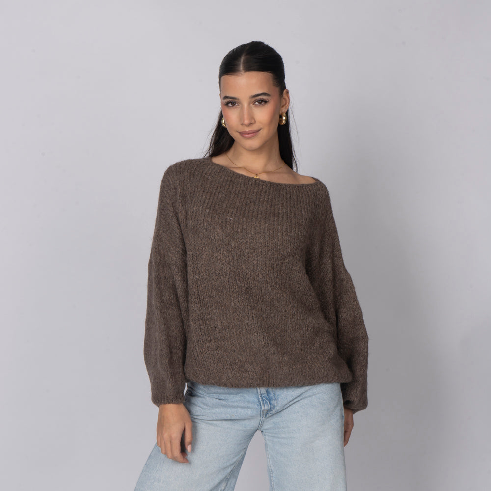 Nayara — Jersey casual con hombros descubiertos