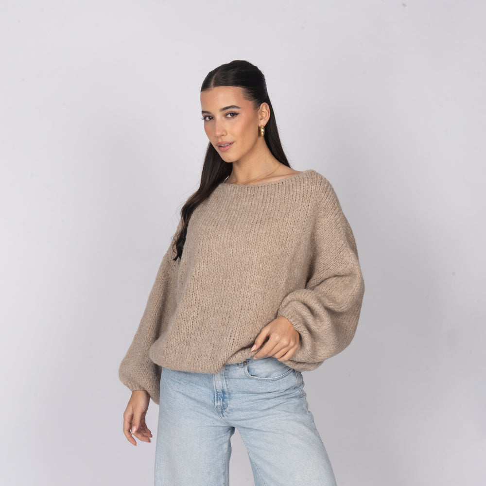 Nayara — Jersey casual con hombros descubiertos