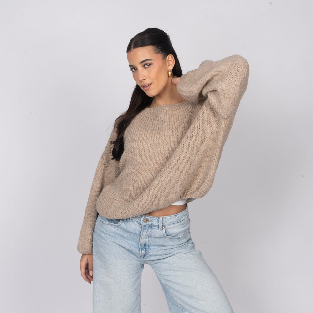 Nayara — Jersey casual con hombros descubiertos