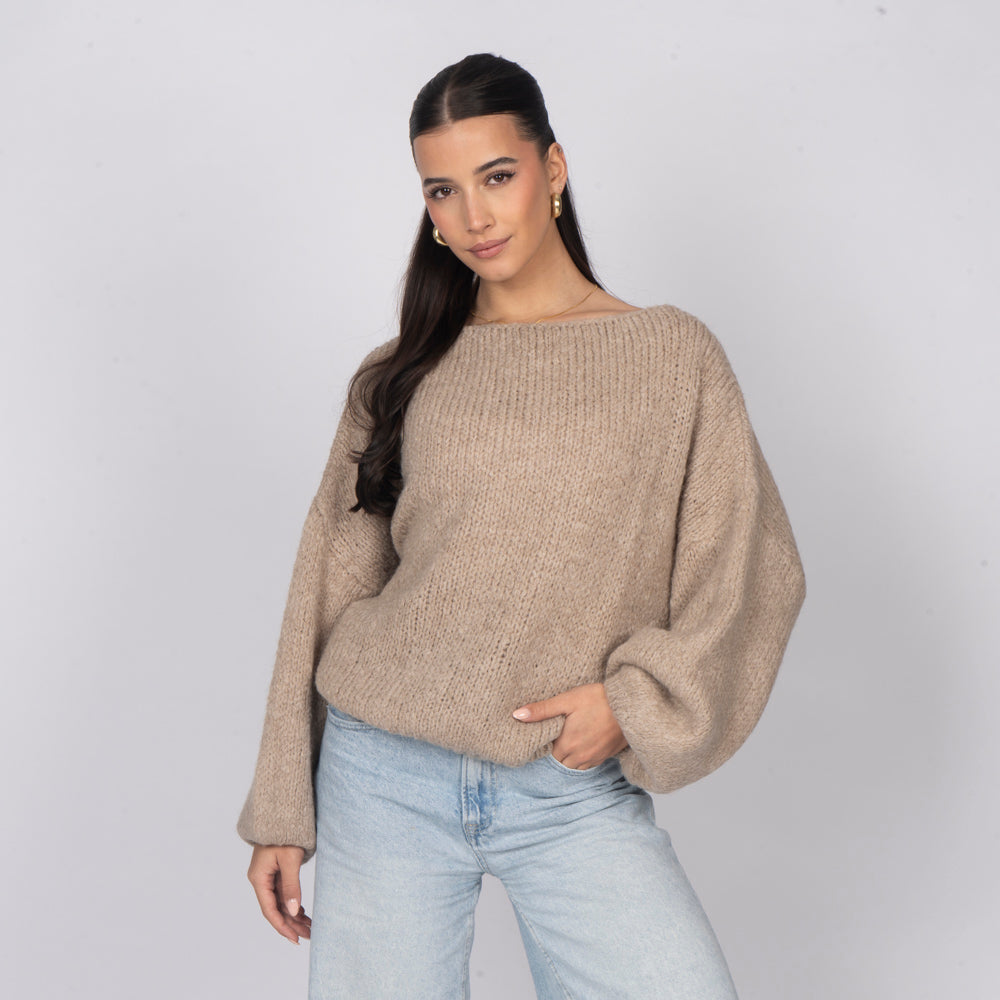 Nayara — Jersey casual con hombros descubiertos