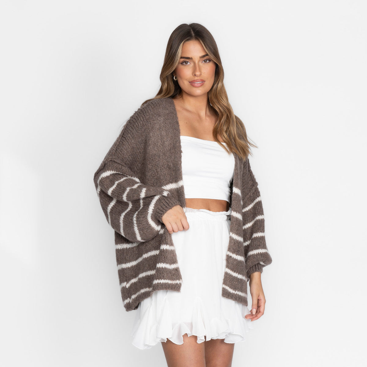 Maribel — Cárdigan de rayas casual acogedor