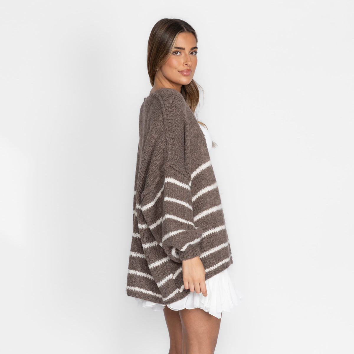 Maribel — Cárdigan de rayas casual acogedor