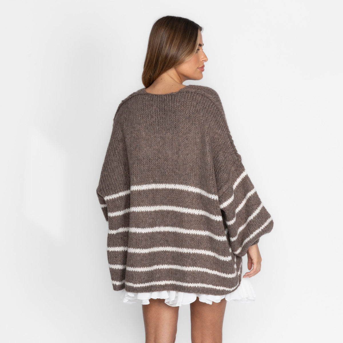 Maribel — Cárdigan de rayas casual acogedor
