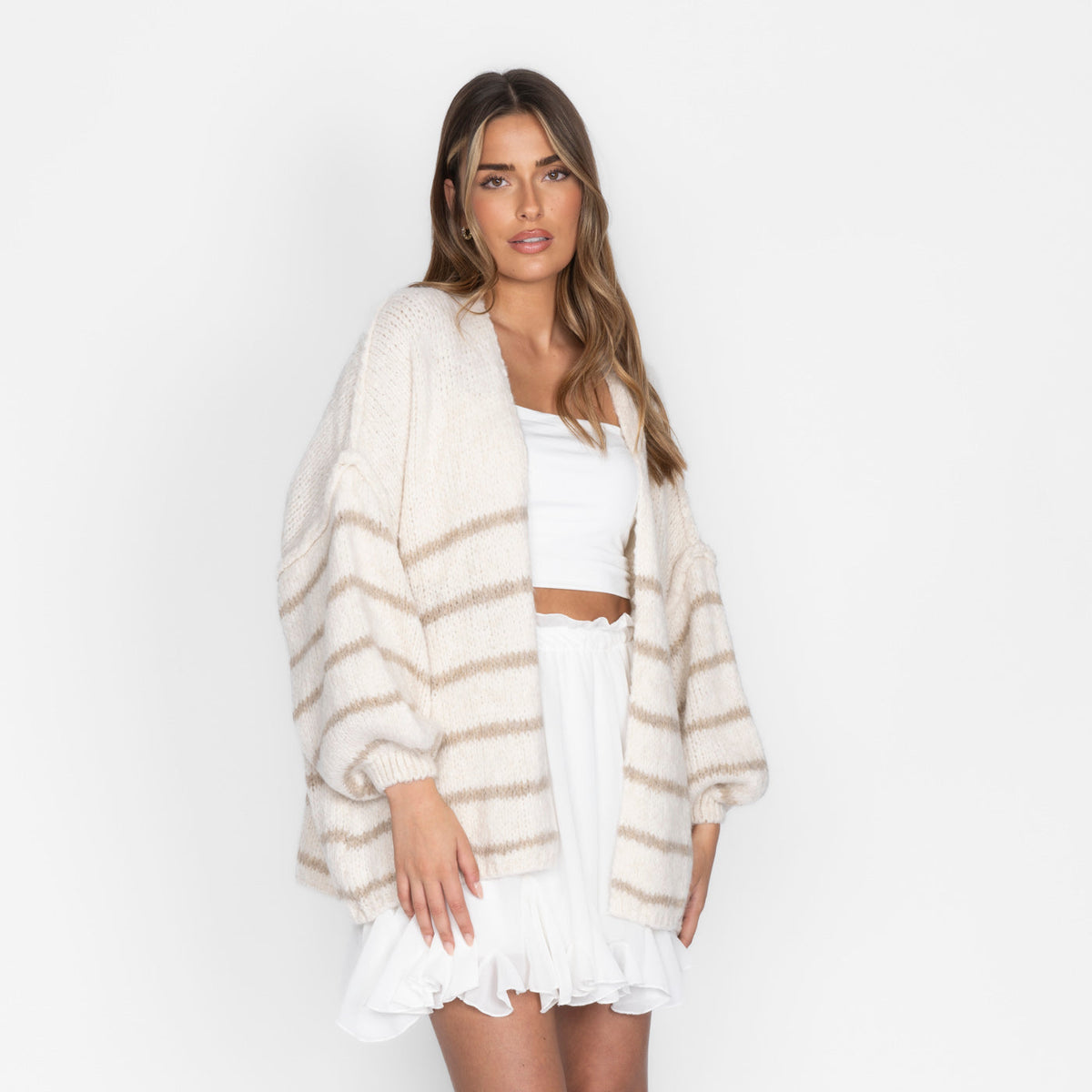 Maribel — Cárdigan de rayas casual acogedor