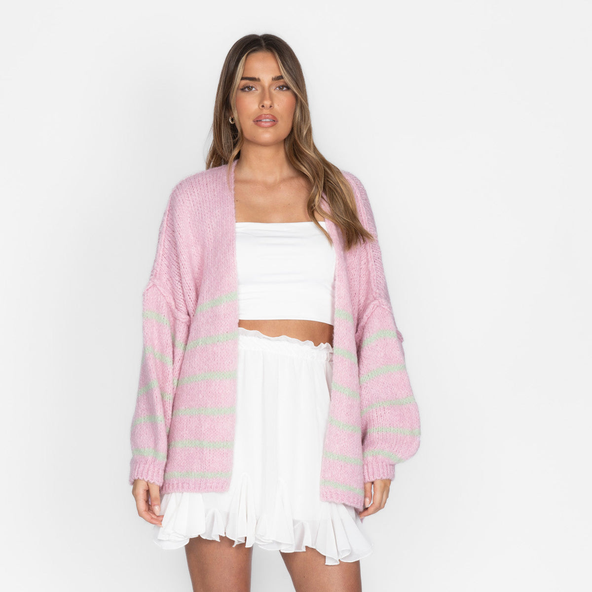 Maribel — Cárdigan de rayas casual acogedor