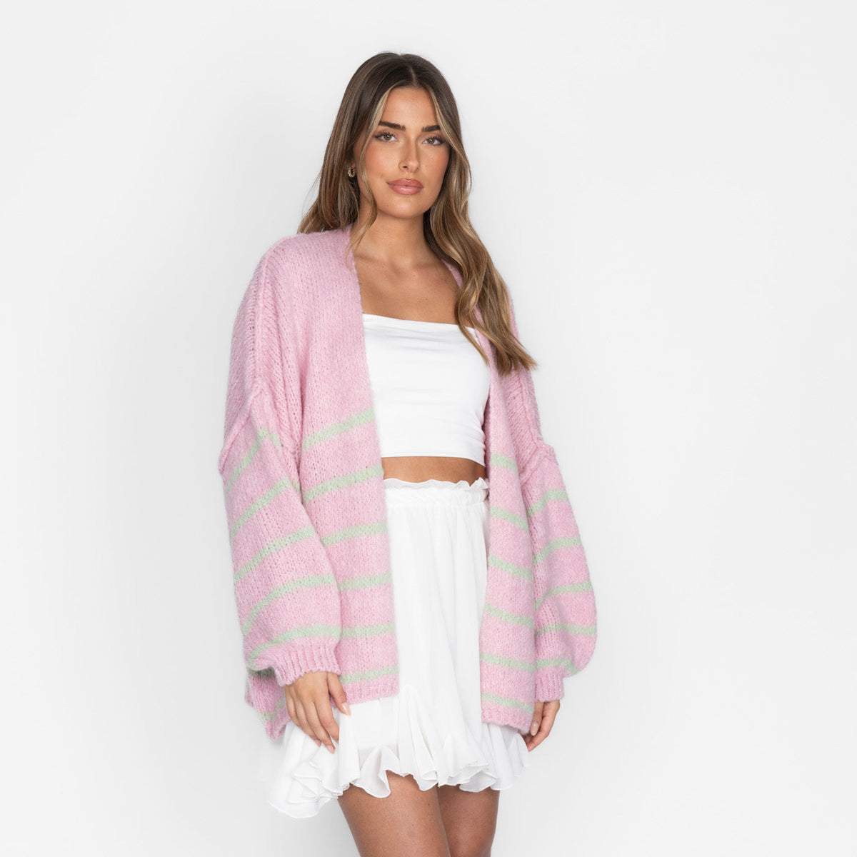 Maribel — Cárdigan de rayas casual acogedor