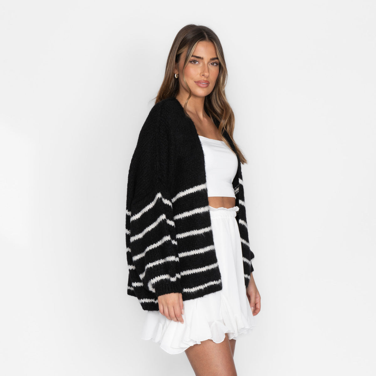 Maribel — Cárdigan de rayas casual acogedor