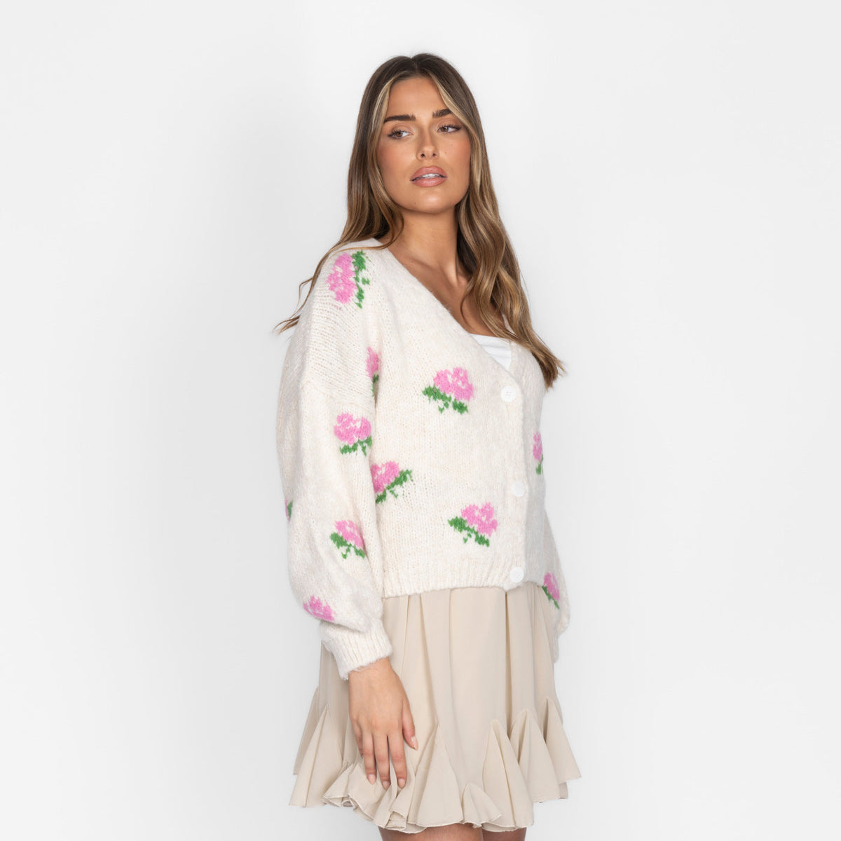 Gisela — Cárdigan holgado con rosas
