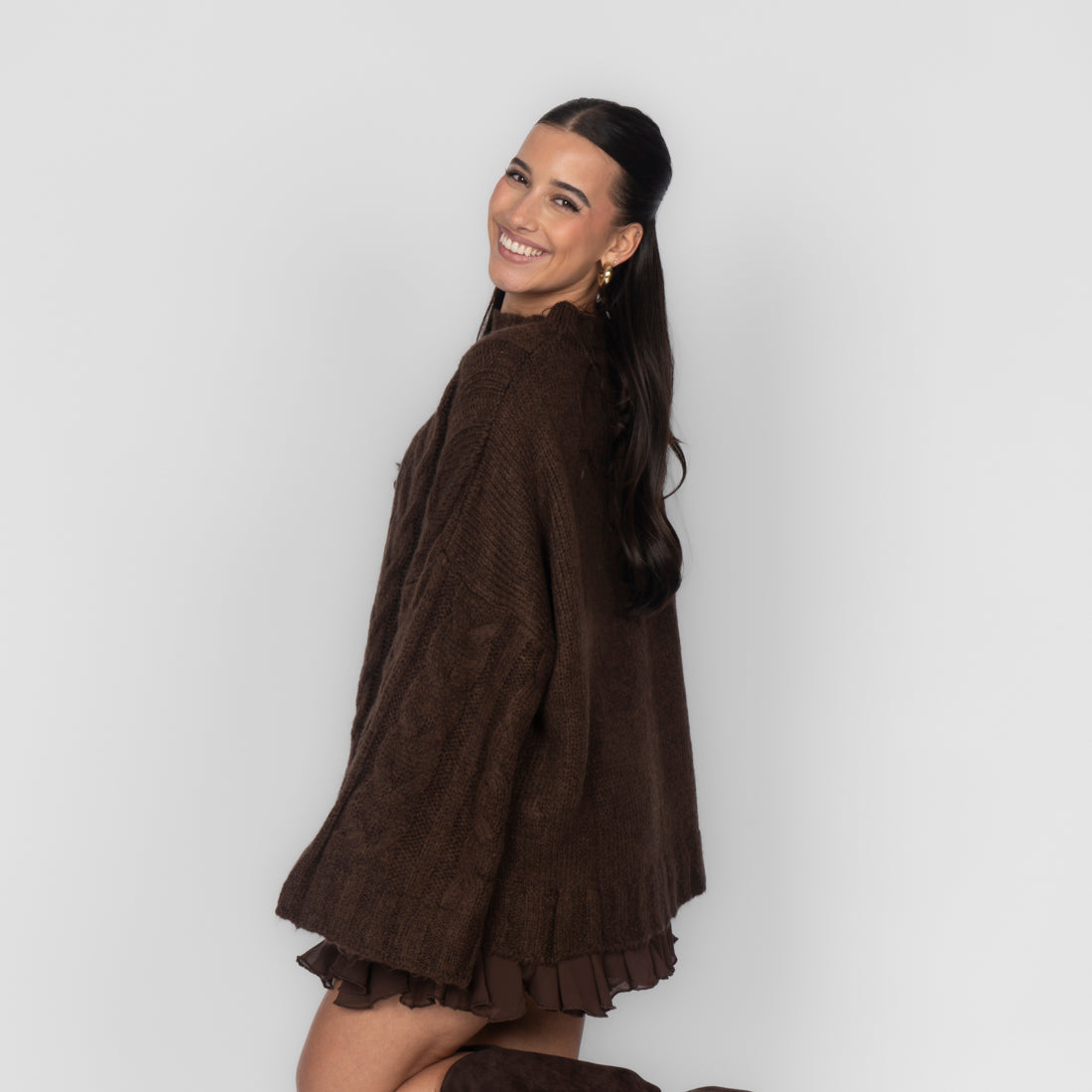 Violeta — Jersey de punto grueso holgado