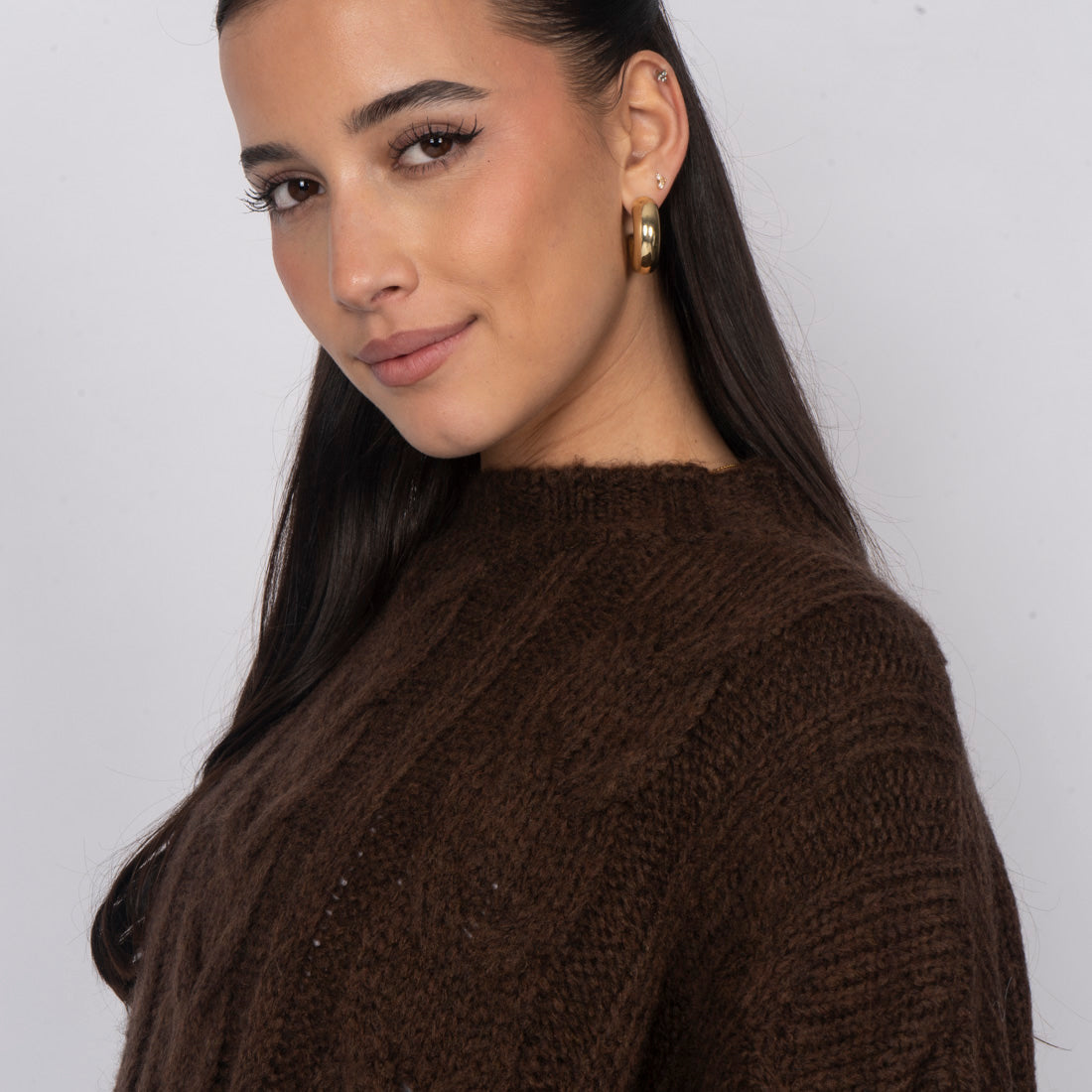 Violeta — Jersey de punto grueso holgado