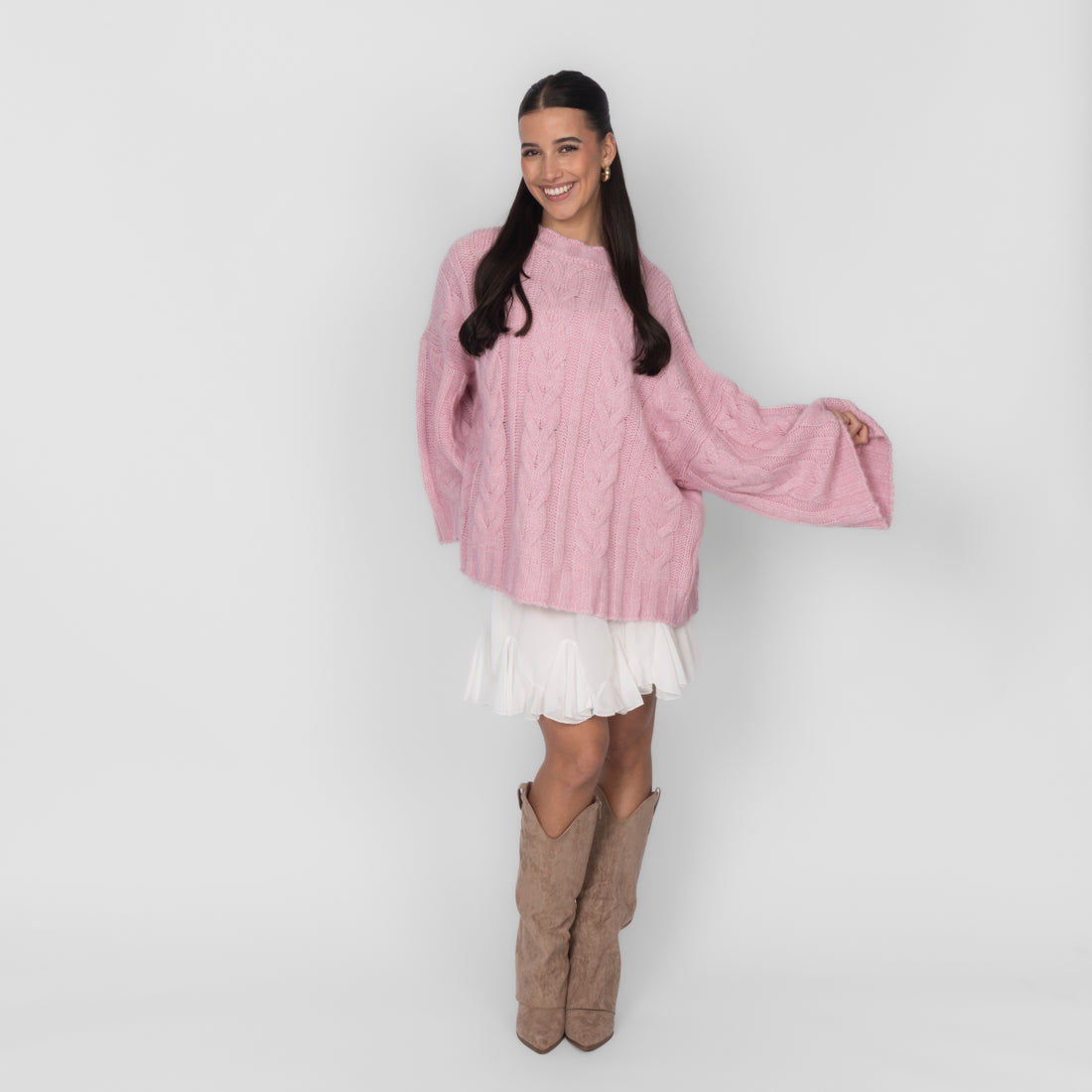 Violeta — Jersey de punto grueso holgado