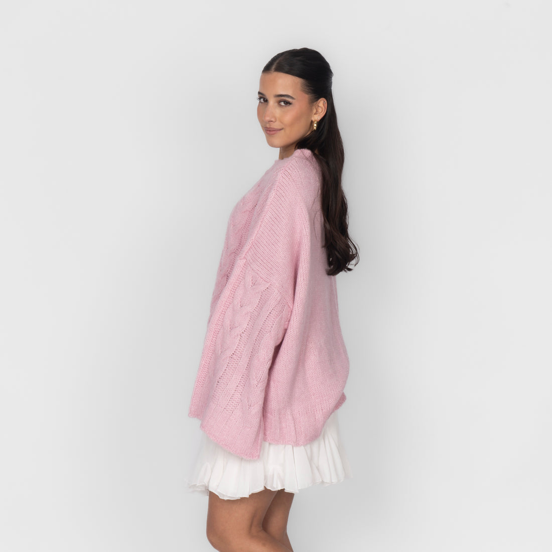 Violeta — Jersey de punto grueso holgado