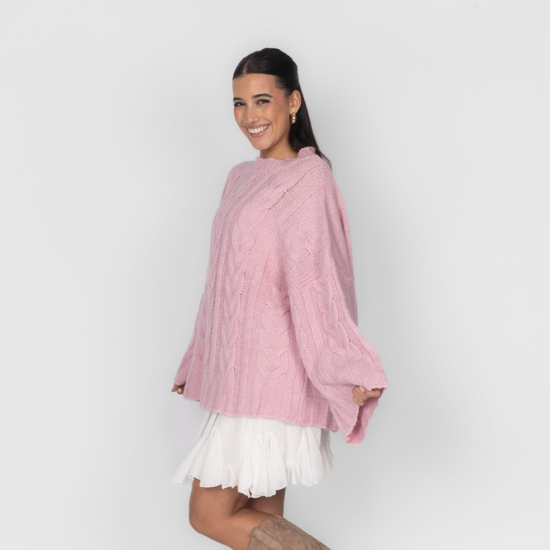 Violeta — Jersey de punto grueso holgado