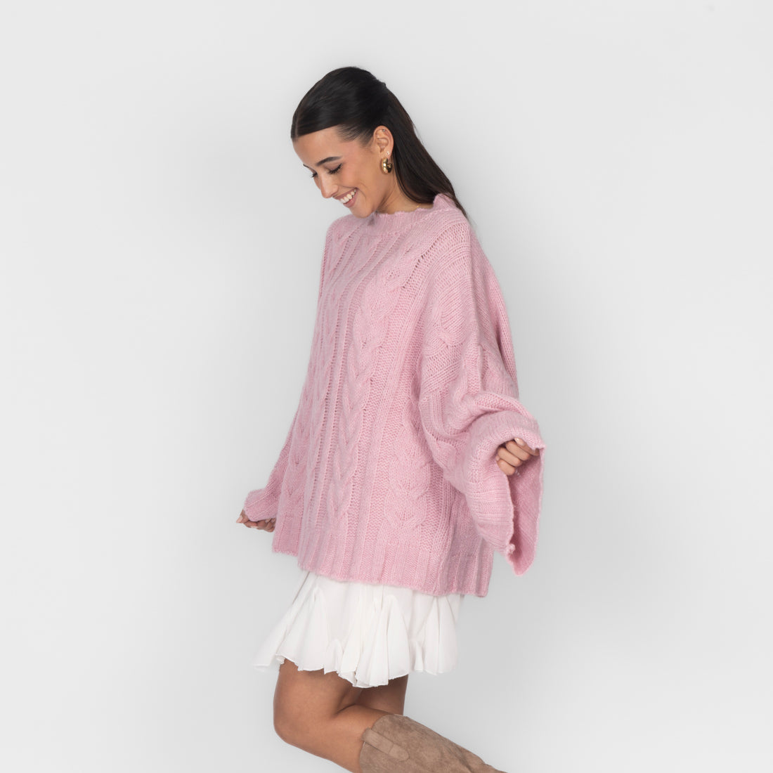 Violeta — Jersey de punto grueso holgado