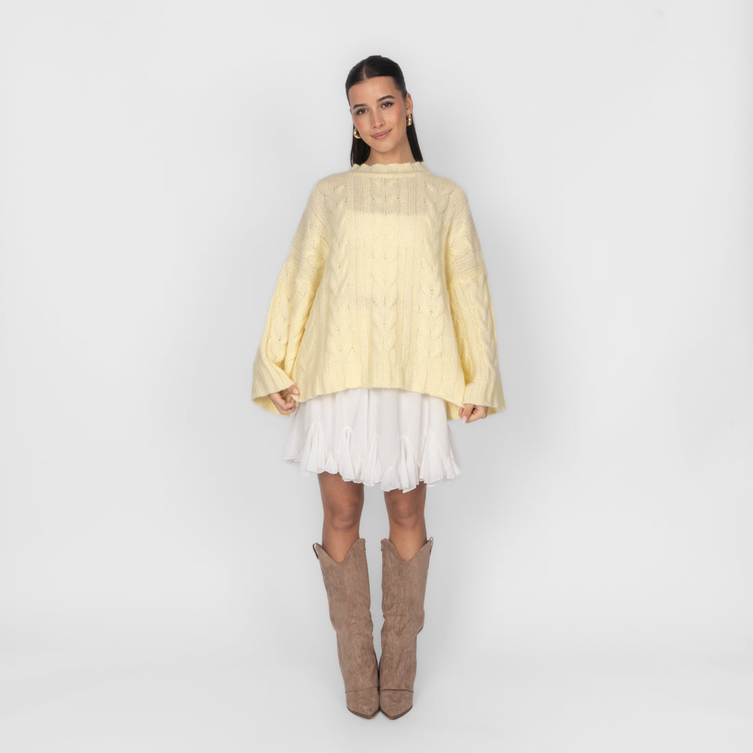 Violeta — Jersey de punto grueso holgado