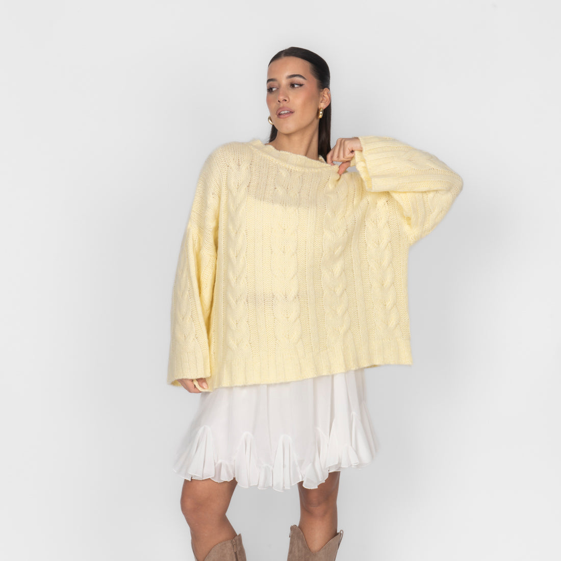 Violeta — Jersey de punto grueso holgado