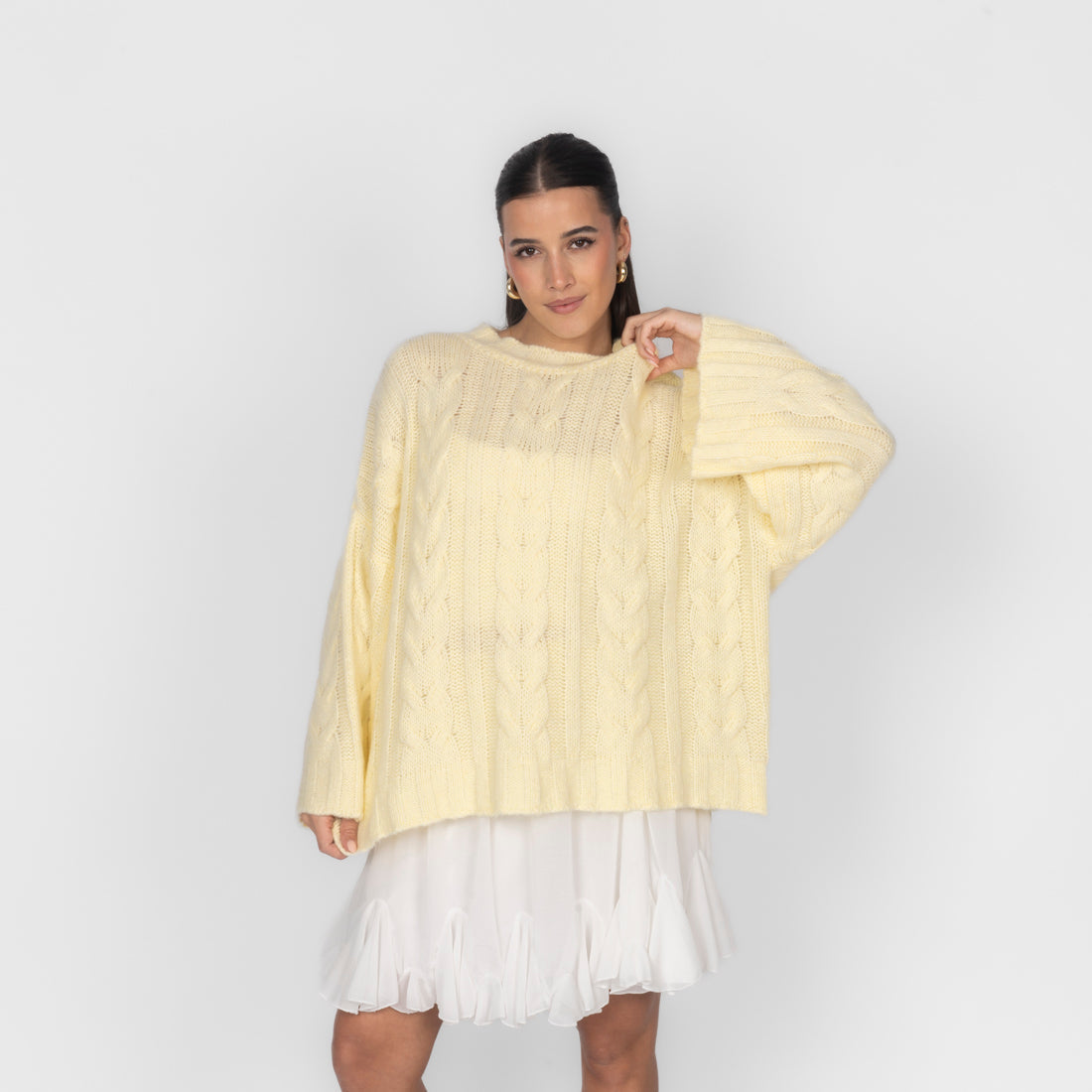 Violeta — Jersey de punto grueso holgado