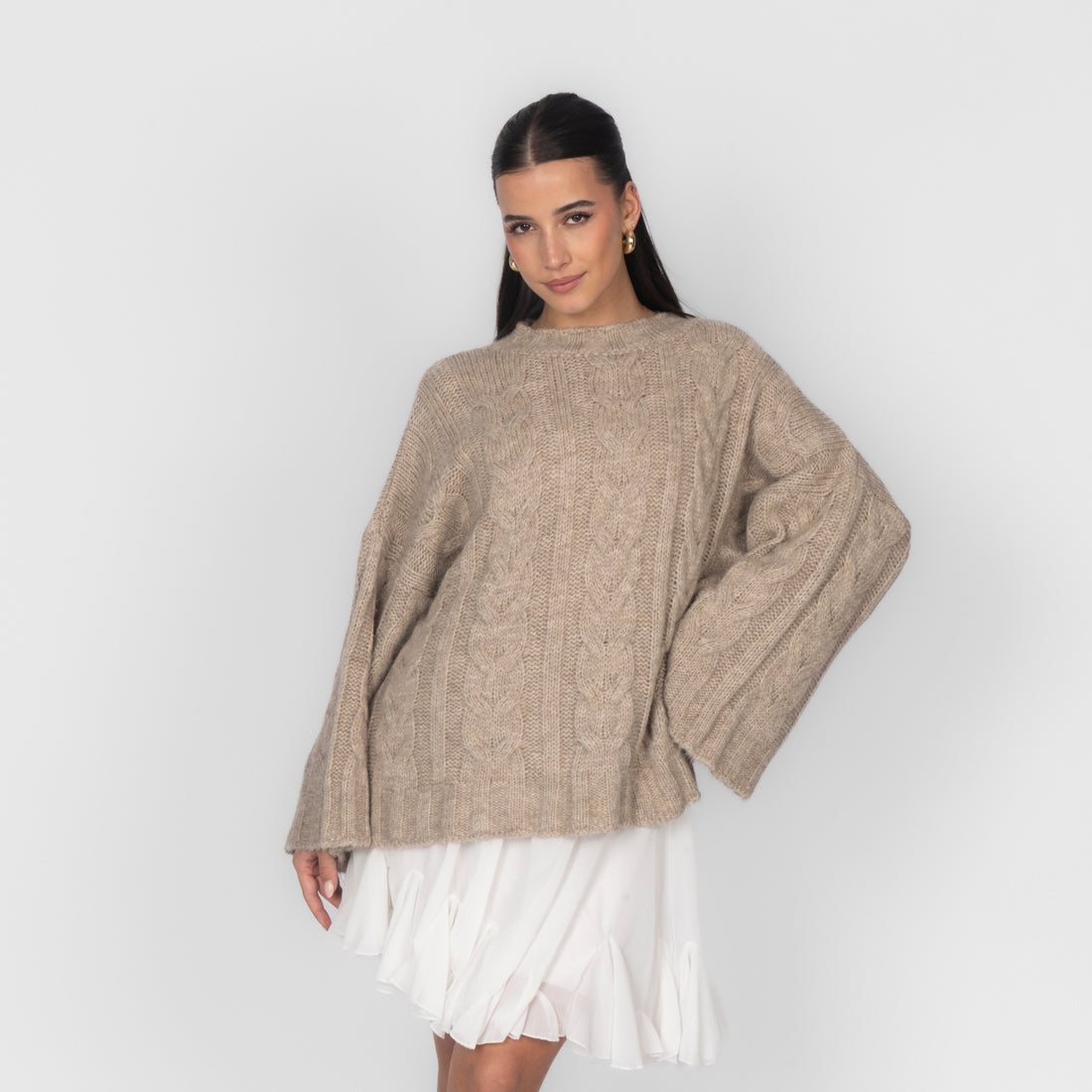 Violeta — Jersey de punto grueso holgado