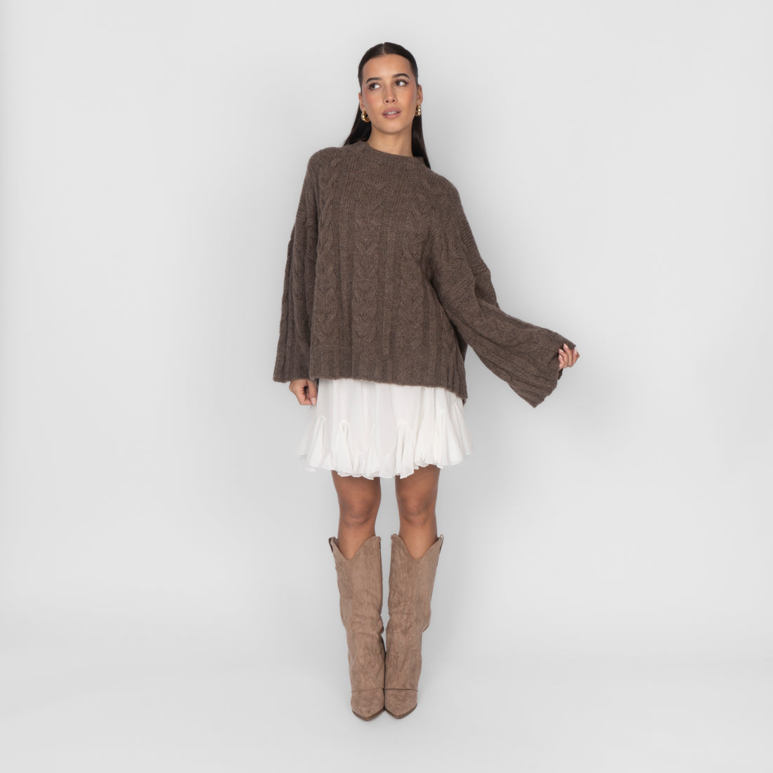 Violeta — Jersey de punto grueso holgado