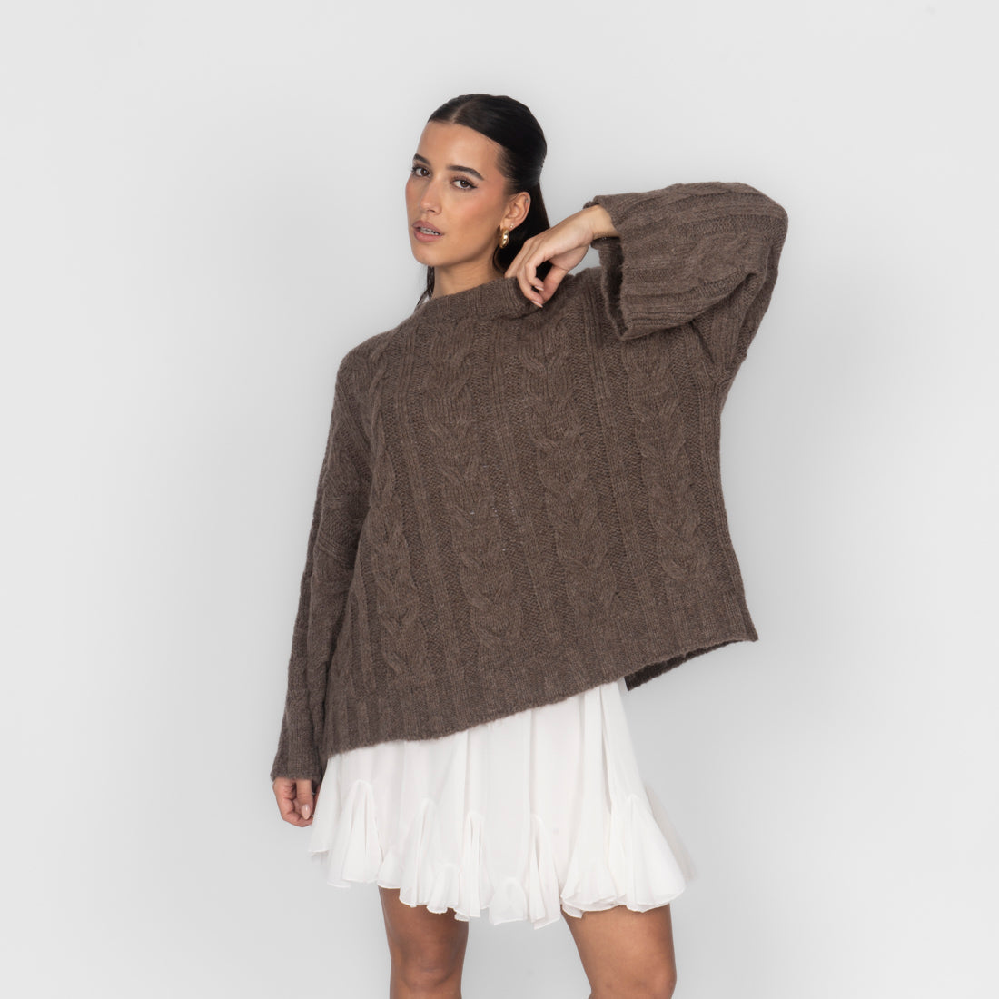Violeta — Jersey de punto grueso holgado