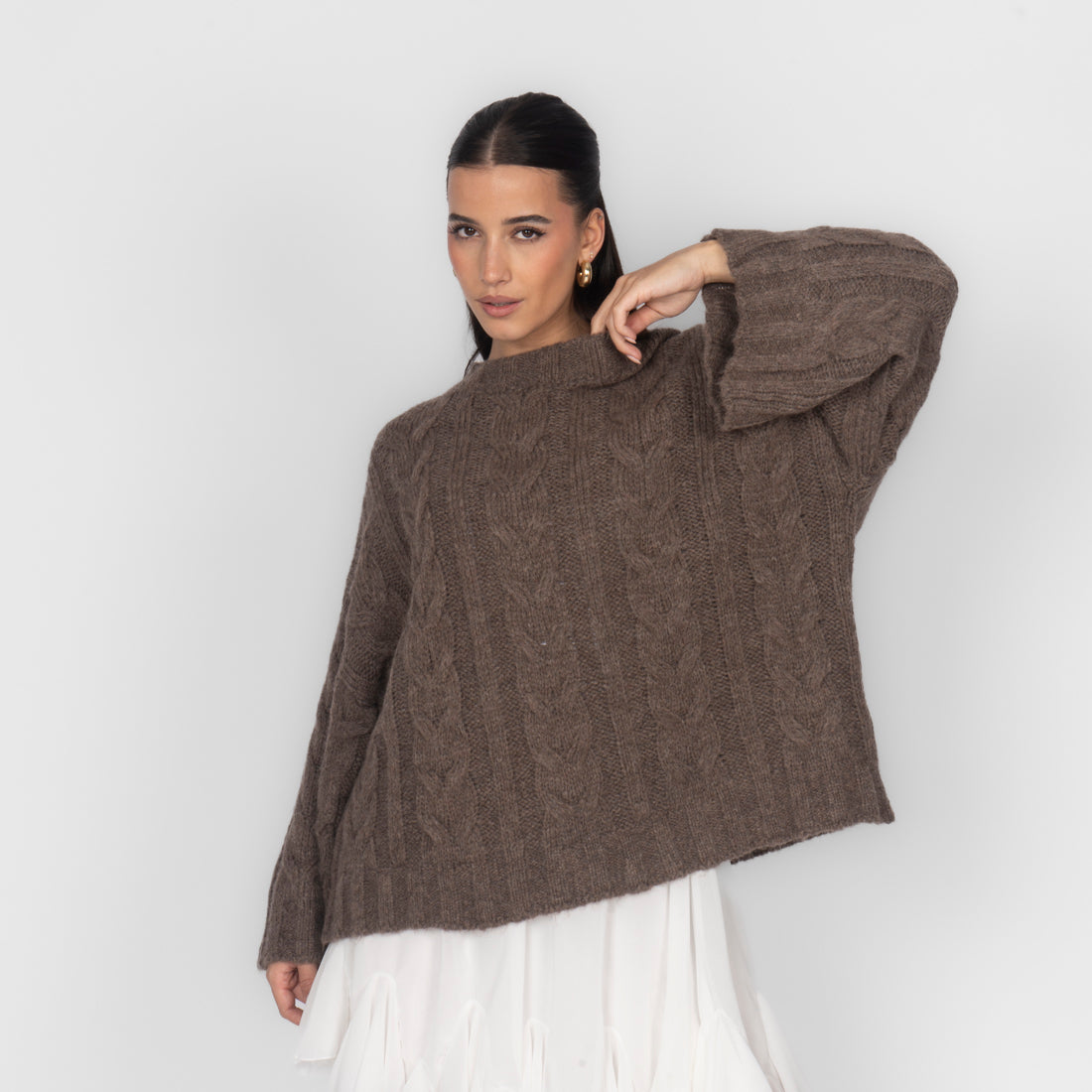 Violeta — Jersey de punto grueso holgado