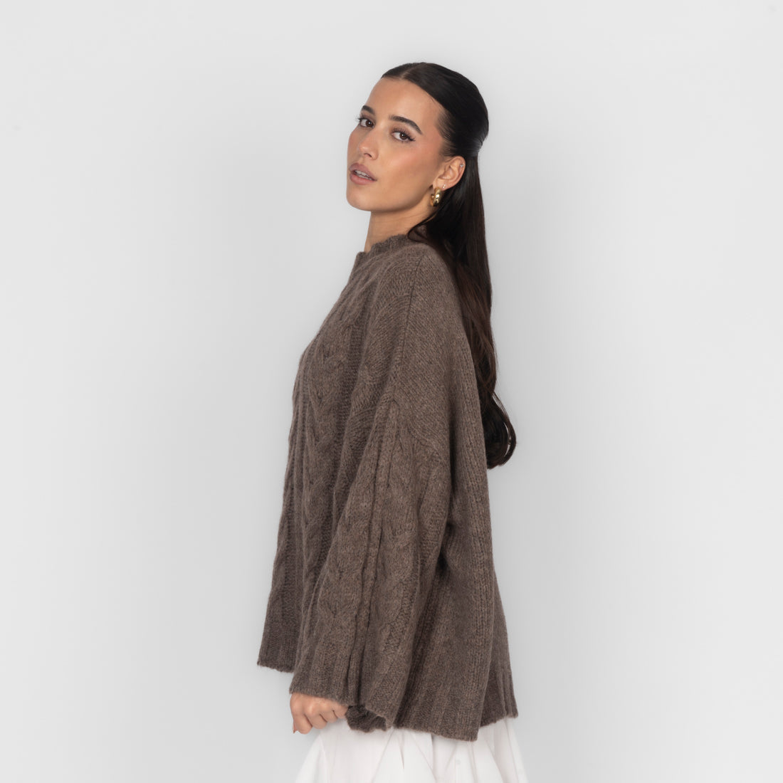 Violeta — Jersey de punto grueso holgado