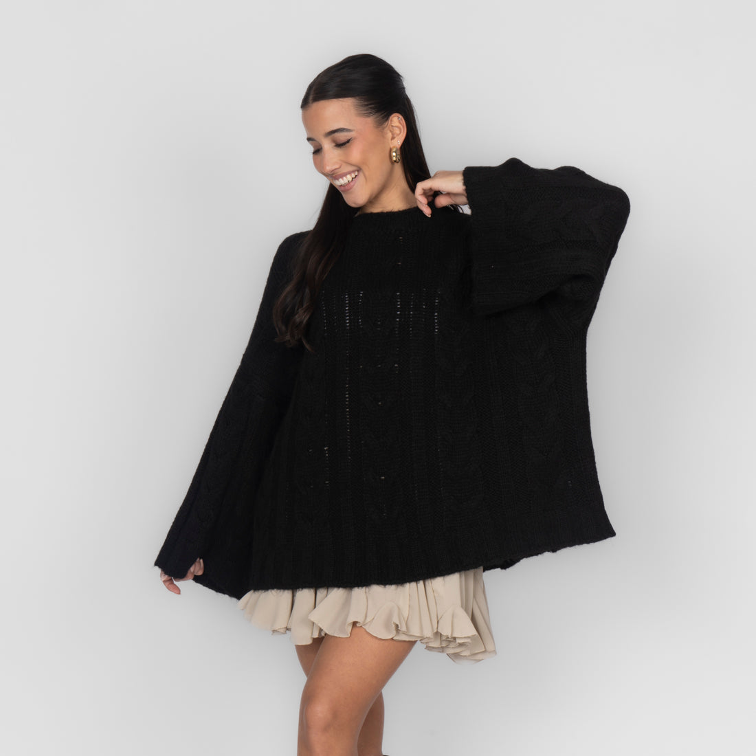 Violeta — Jersey de punto grueso holgado