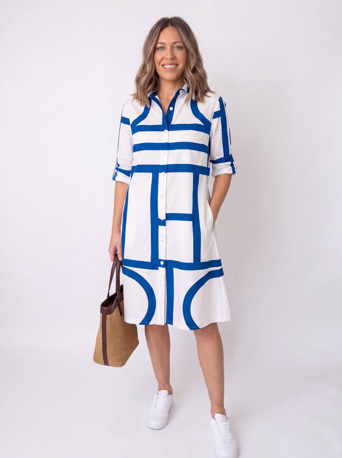 Paloma | Vestido Midi Camisero de Verano Mujer Manga Larga