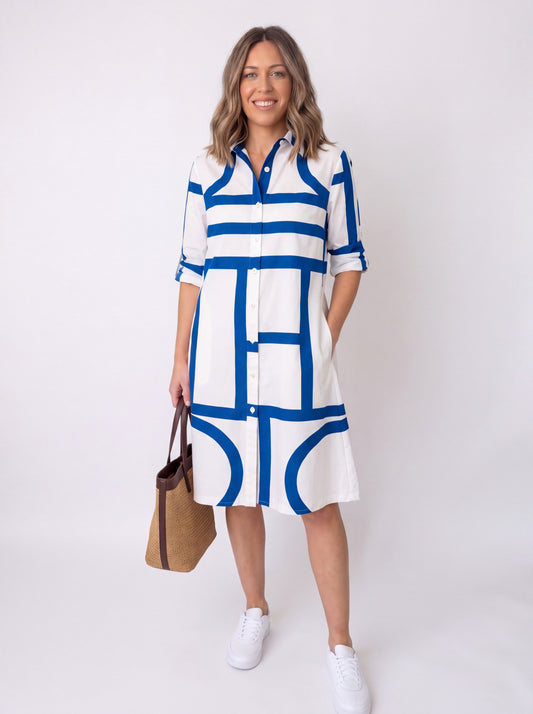Paloma | Vestido Midi Camisero de Verano Mujer Manga Larga