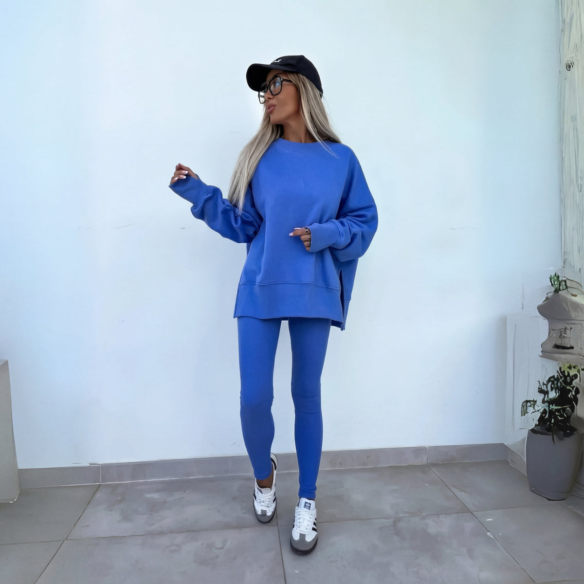 Citlali — Conjunto de sudadera oversize sin capucha y leggings