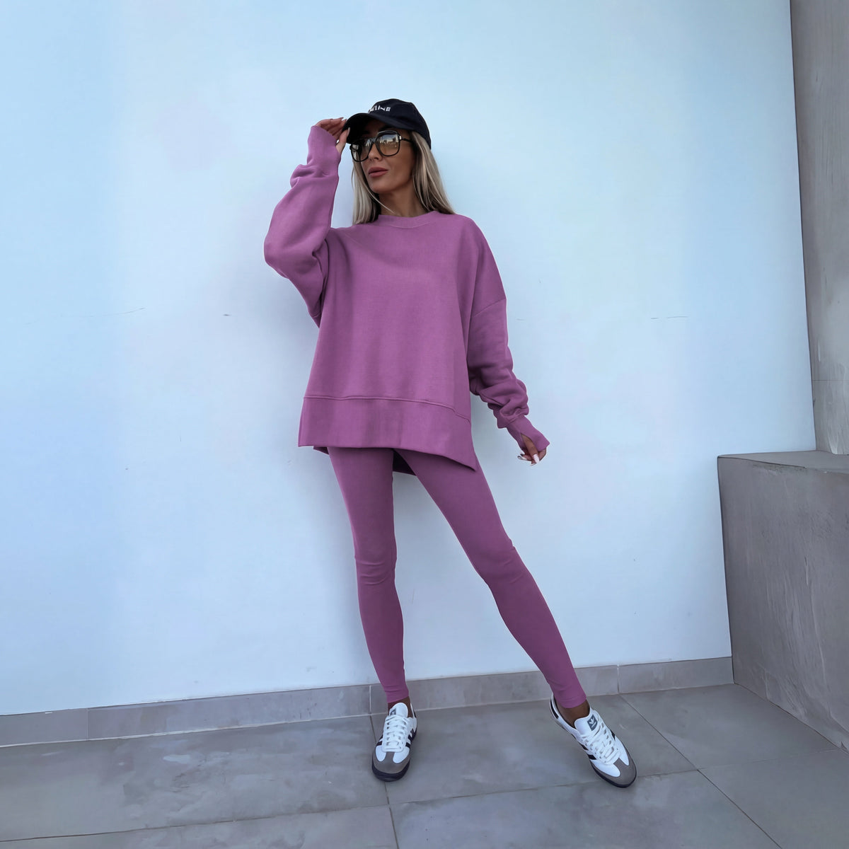 Citlali — Conjunto de sudadera oversize sin capucha y leggings