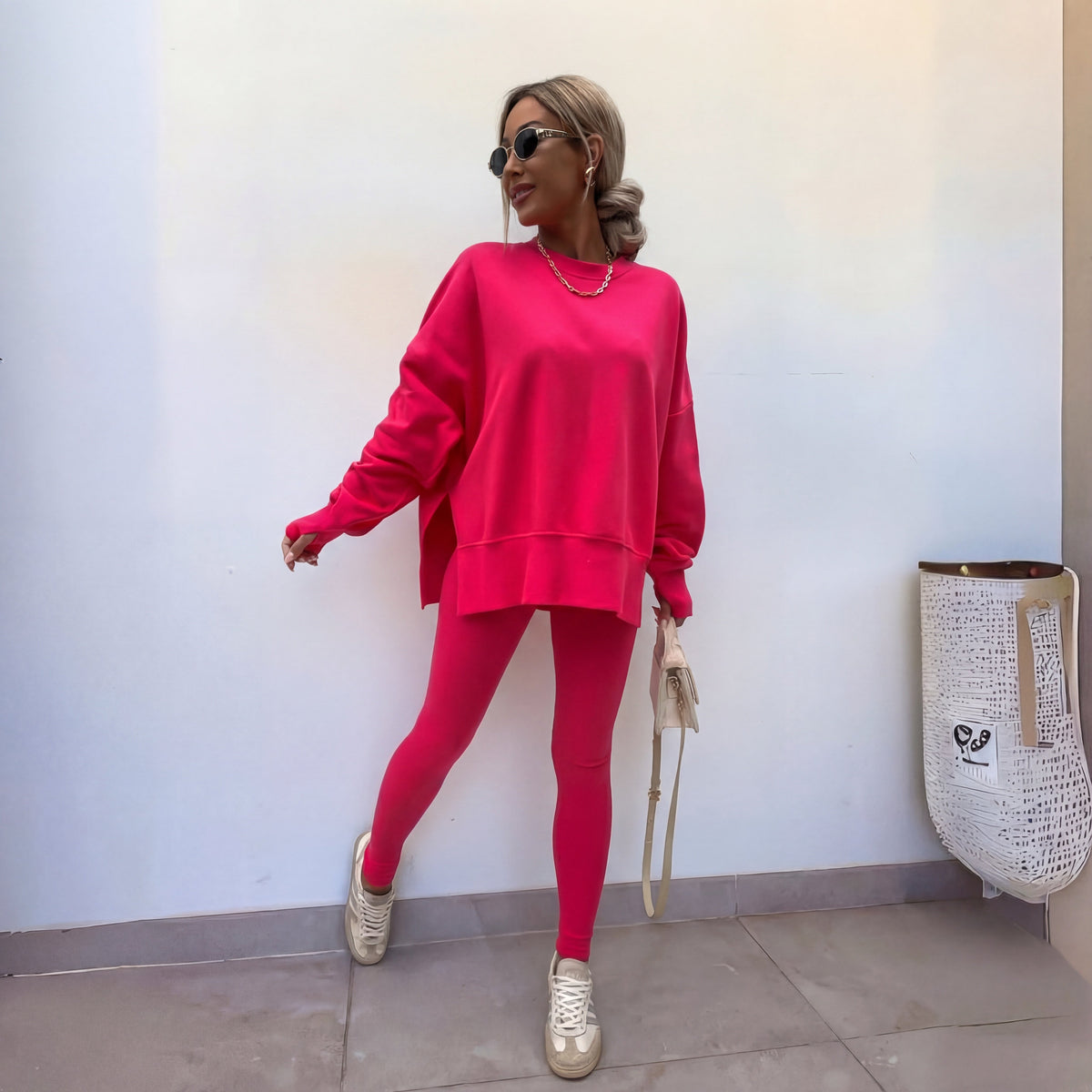 Citlali — Conjunto de sudadera oversize sin capucha y leggings