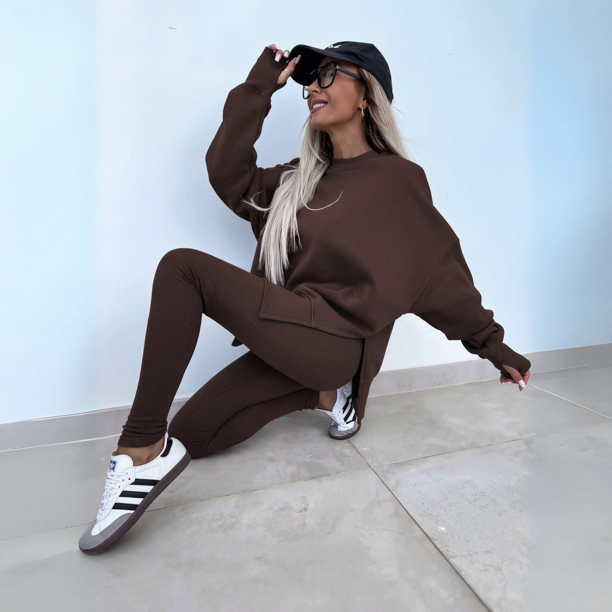 Citlali — Conjunto de sudadera oversize sin capucha y leggings