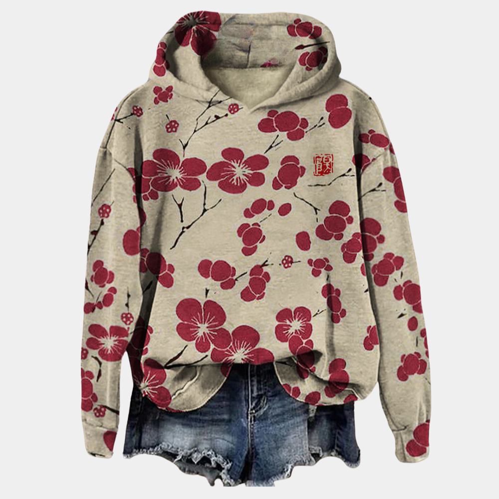 Jenara — Sudadera con capucha de estampado floral oversize