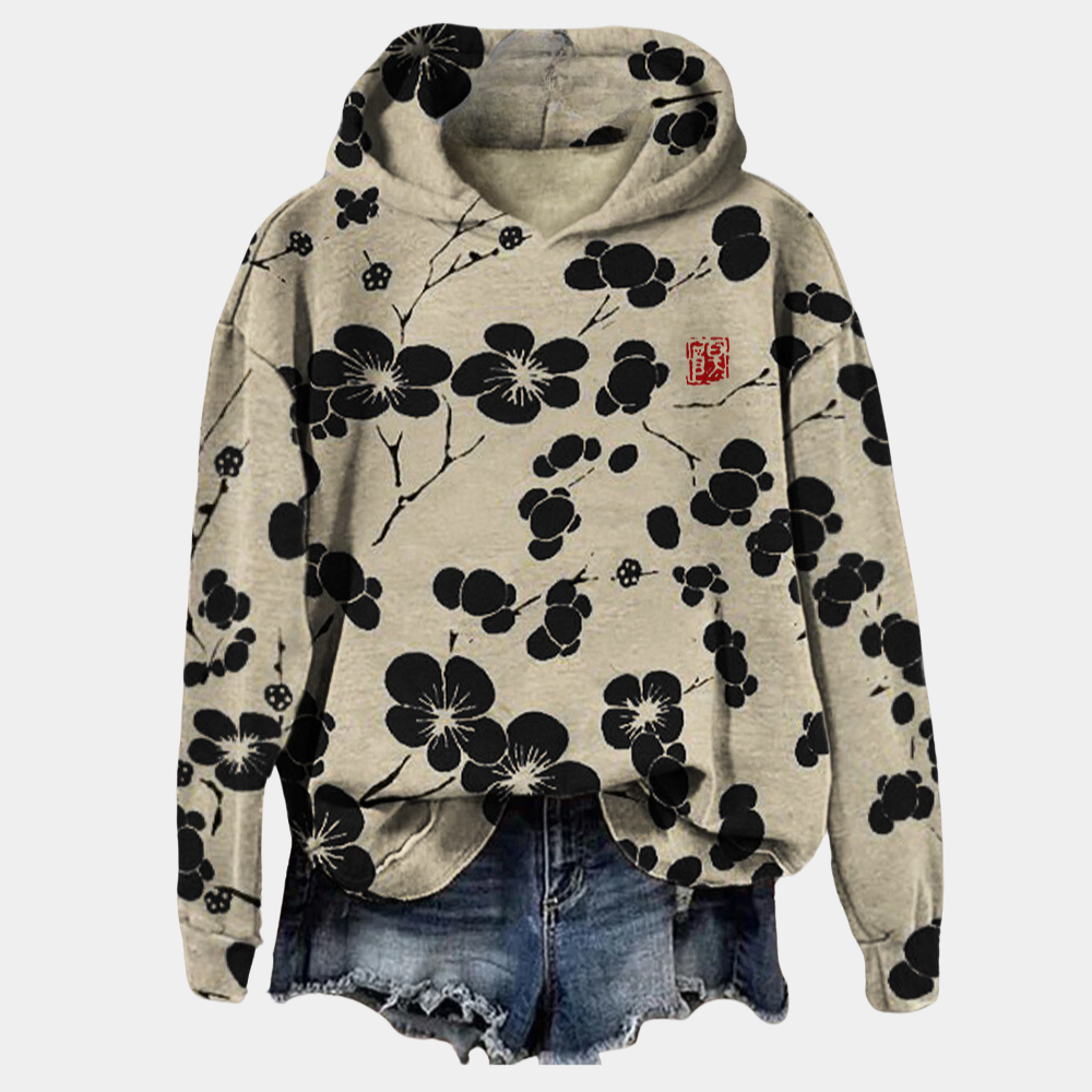 Jenara — Sudadera con capucha de estampado floral oversize