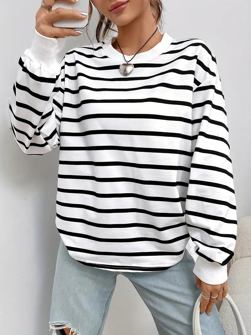 Lena — Sudadera oversize a rayas sin capucha