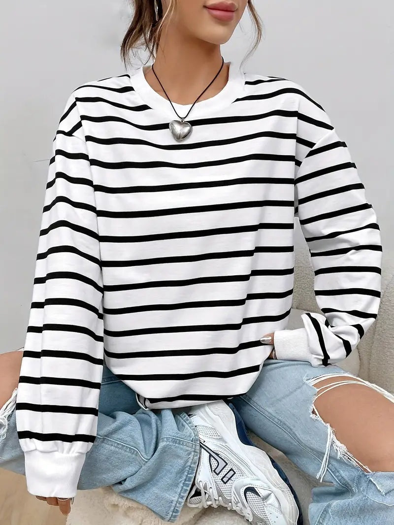 Lena — Sudadera oversize a rayas sin capucha