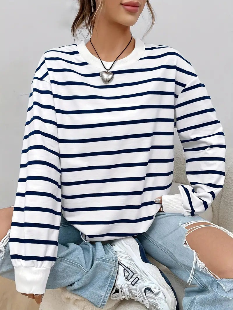 Lena — Sudadera oversize a rayas sin capucha