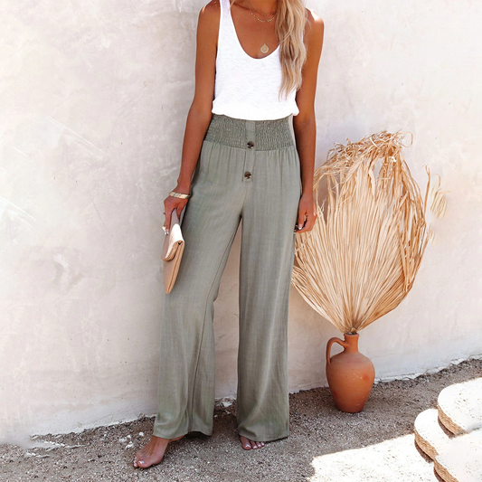 Danae — Pantalón palazzo fresco de verano de cintura alta