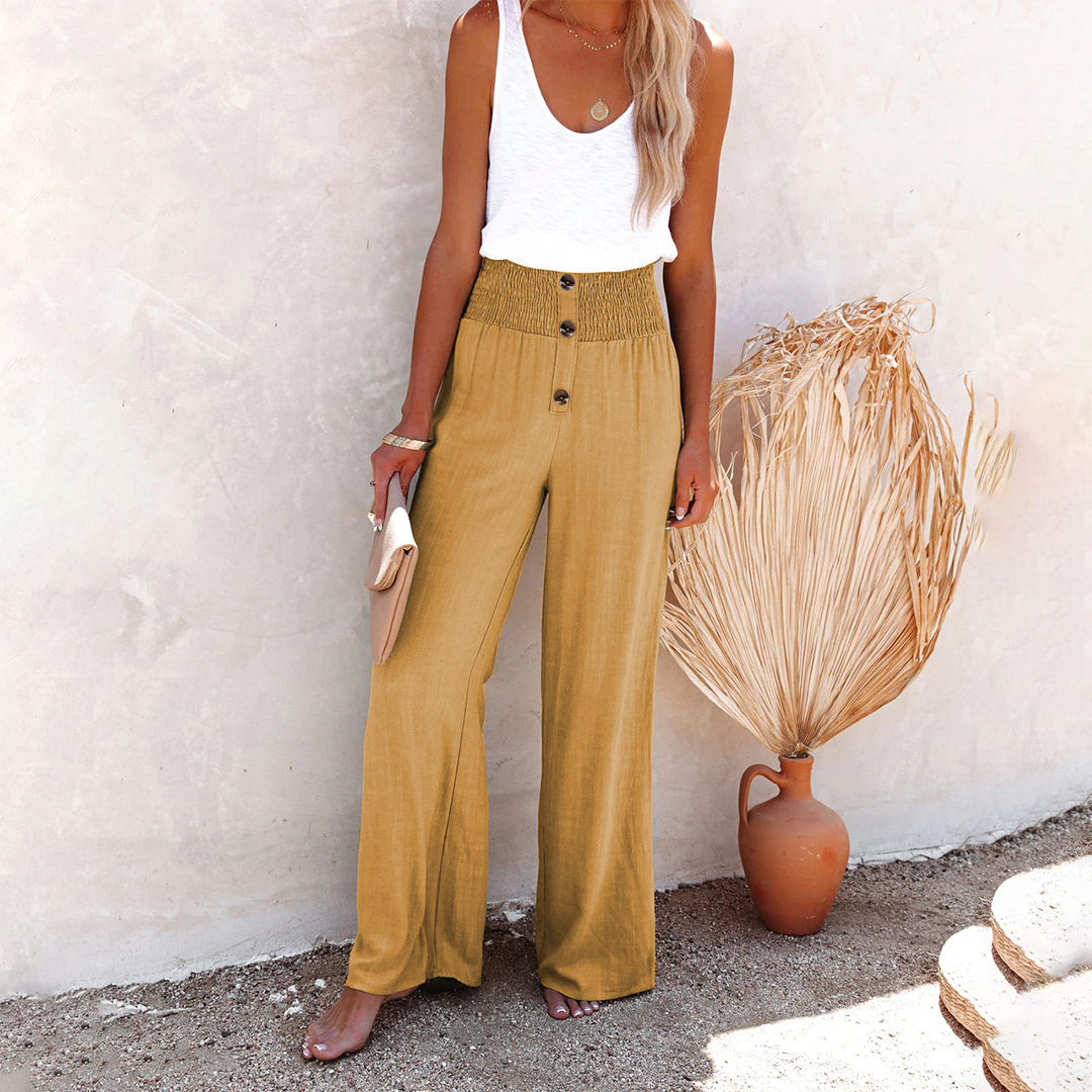 Danae — Pantalón palazzo fresco de verano de cintura alta