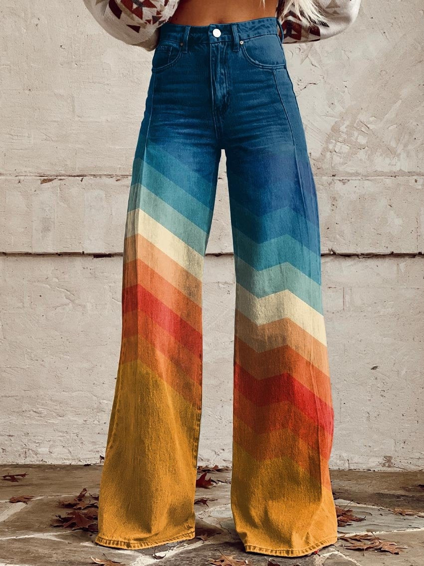 Elodia — Pantalón de pierna ancha estampado de cintura alta