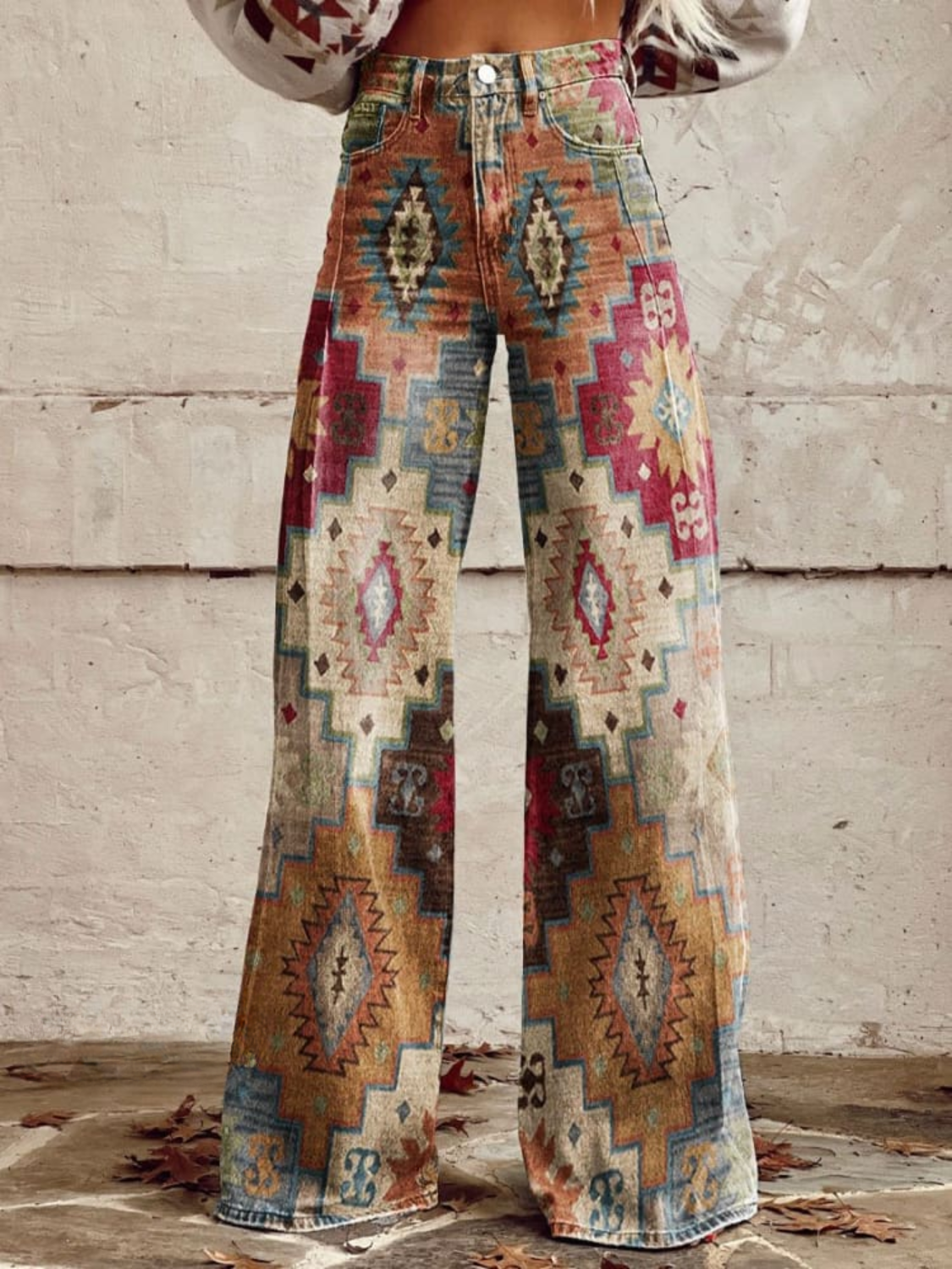 Elodia — Pantalón de pierna ancha estampado de cintura alta